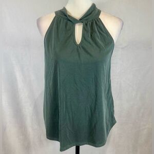 Green Envelope green twisted keyhole front tie back halter top size small